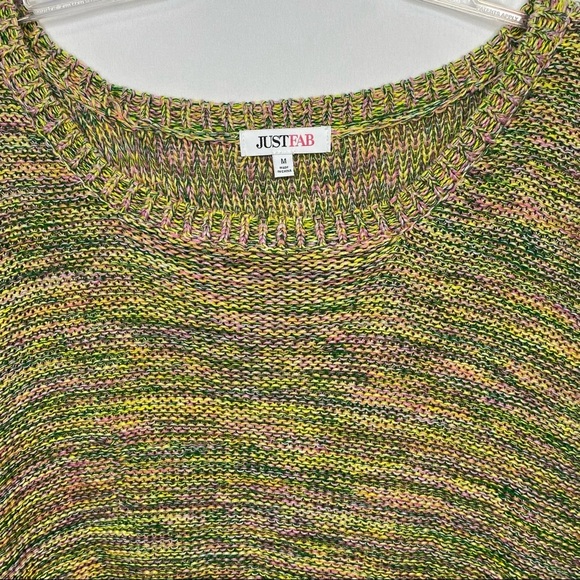 JustFab Women’s Hi Lo Cropped Dolman Sweater M Multicolored Casual Spring Summer - Picture 2 of 13